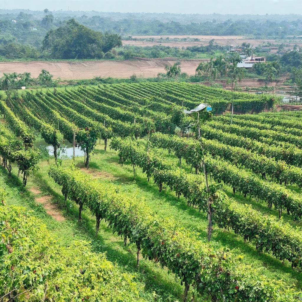 Quang cảnh miệt vườn trù phú gần phà Trà Ếch, xã Nhơn Mỹ, huyện Kế Sách, Sóc Trăng với cây trái và kênh rạch đặc trưng